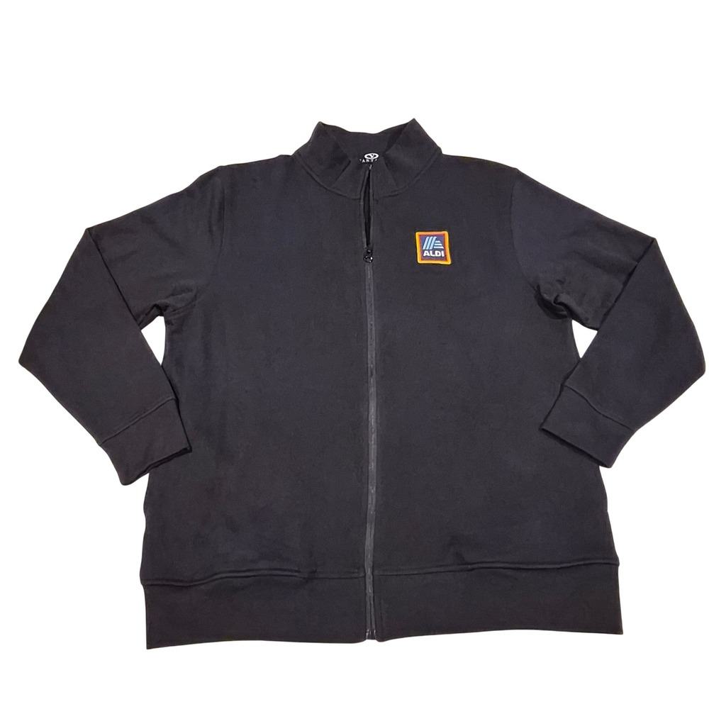 Vantage Aldi Employee Uniform Navy Blue Zip Up Sweatshirt Mock Neck Medium